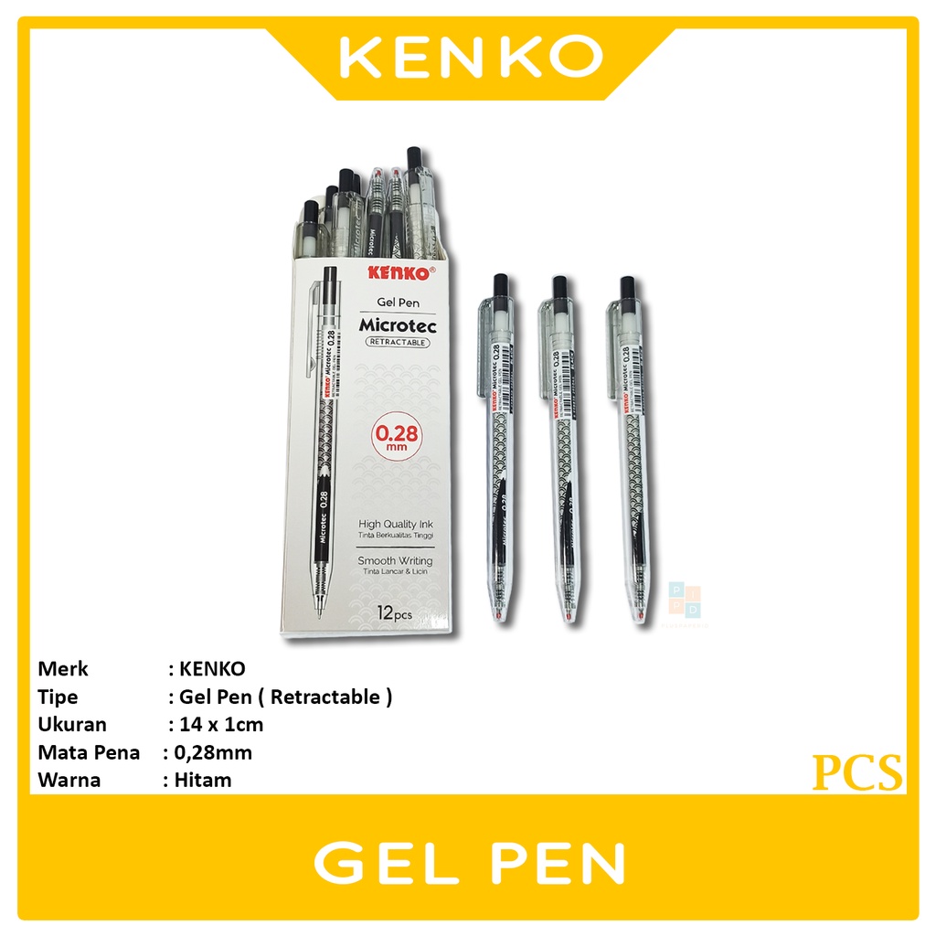 

KENKO - Pena Jel Gel Pen Microtech 0.28 - Black - Pcs