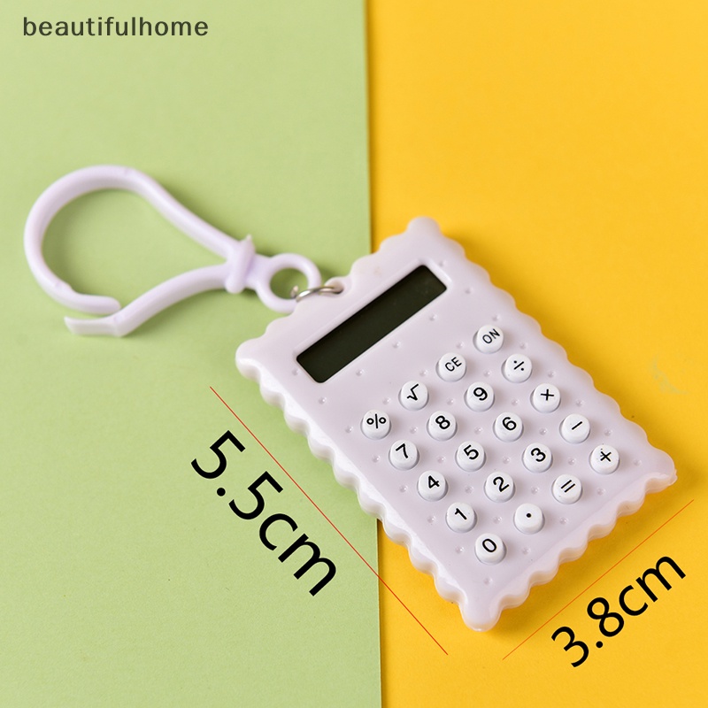 {beautifulhome} Casing Plastik 8digit Elektronik Mini Calculator Gantungan Kunci Warna Acak Pop.