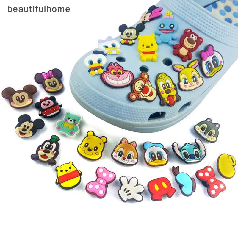 {beautifulhome} 20pcs Crocs Jibbitz Gaya Acak Bahan PVC Pesona Sepatu Kartun Lucu Untuk Crocs Slipper.