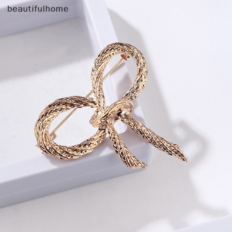 {beautifulhome} Bros Busur Fashion Untuk Wanita Ikatan Simpul Bros Pin Safety Lapel Pin Brooch Aksesoris Perhiasan Pernikahan.