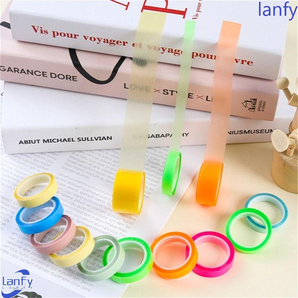 Lanfy Stationery Tape Kantor Anak Hadiah Neon 5m Alat Tulis PET Sticky Note