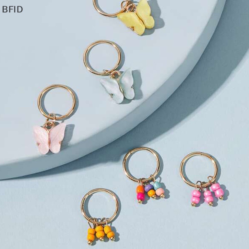 [BFID] 6pcs Jepit Rambut Liontin Bintang Kupu-Kupu Untuk Wanita Trendy Cincin Logam Hiasan Kepala [ID]