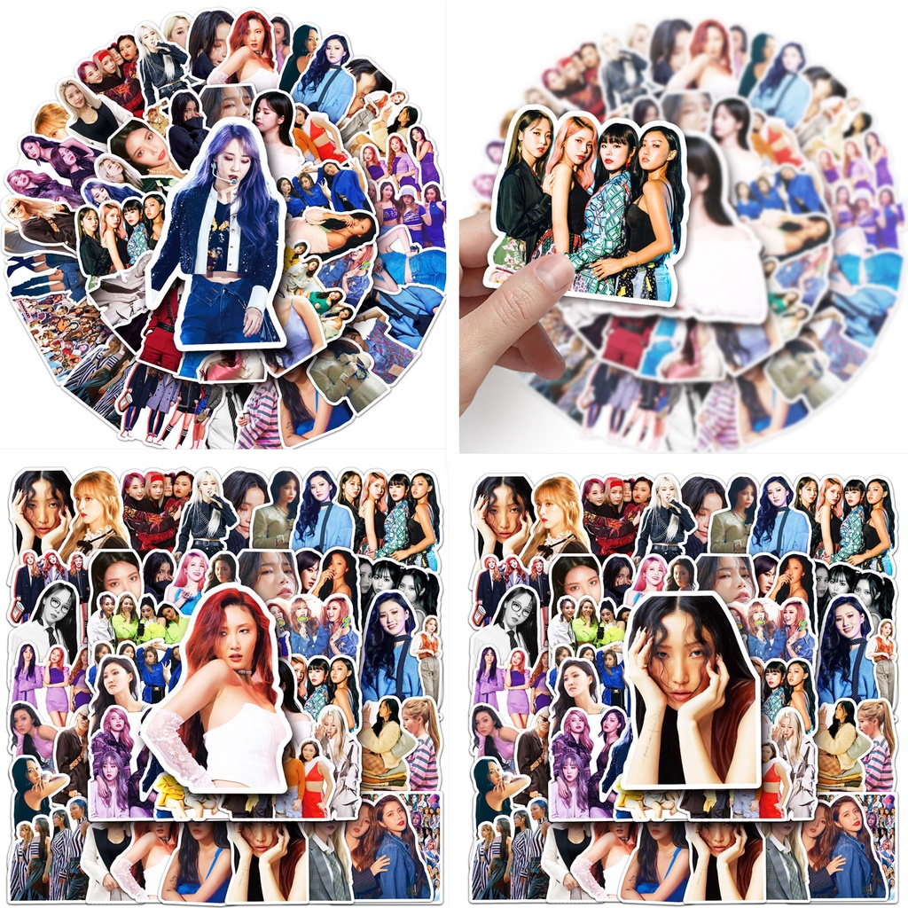 50pcs/set IU TWICE MAMAMOO Beludru Merah Stiker Foto Laptop Ponsel Bagasi Redvelvet DIY Dekorasi Paster