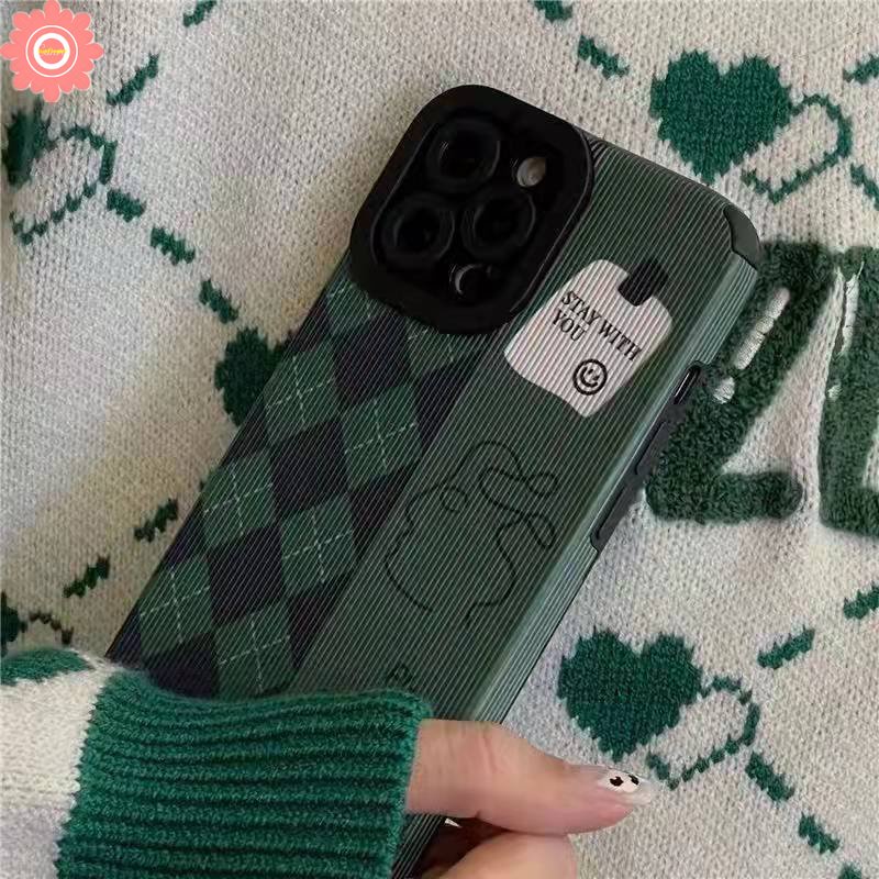 Case Ilustrasi Wajah Artistik Creative Cloud Houndstooth Compatible Untuk IPhone XR X XS Max7 8 Plus 11 Pro Max 7Plus 11 12 14 13 Pro Max Sarung Tekstur Kulit Mewah