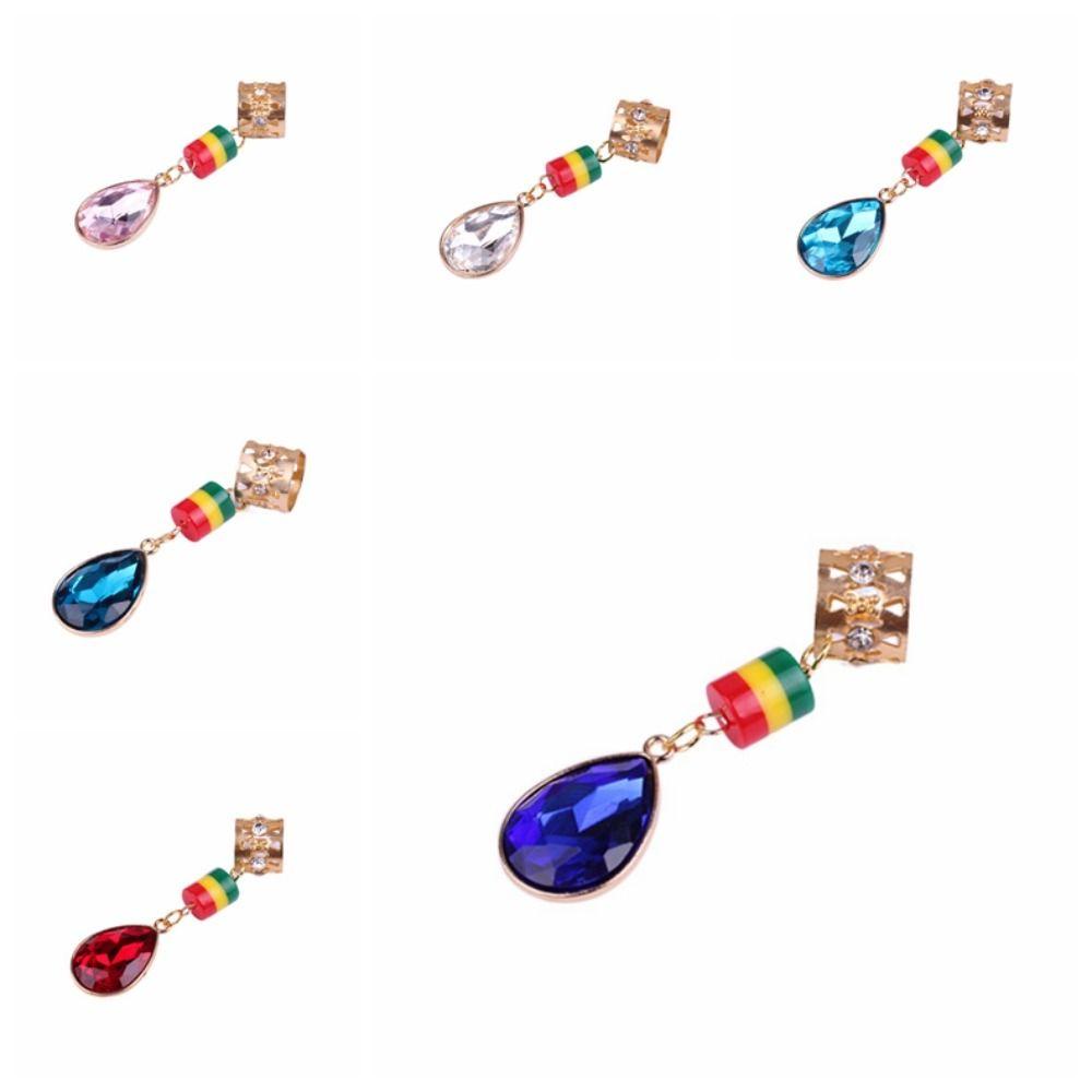 Needway Cincin Rambut Gesper Fasion Dekorasi Hollow Menjuntai Gimbal Alloy Manik-Manik Gimbal Emas Untuk Wanita