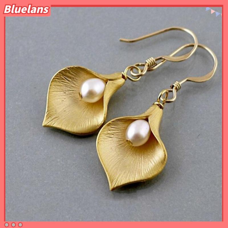 [BLS] Anting Mutiara Bunga fashion Eropa Dan Amerika Serikat fashion calla lily earrings