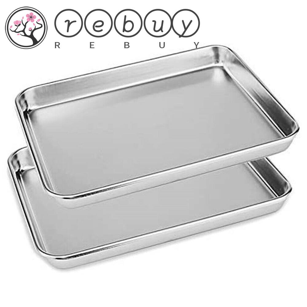 Rebuy Baking Sheets Stainless Steel Chef Cookie Cookware Peralatan Masak Piring Rumah Panci Panggang