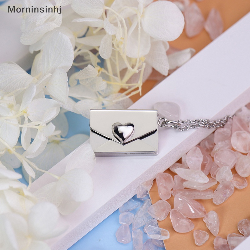 Mornin Kreatif Cinta Hati Amplop Kalung Stainless Steel Amplop Liontin Klavikula Rantai Liontin Perhiasan Pasangan Ornamen Pernak Pernik id