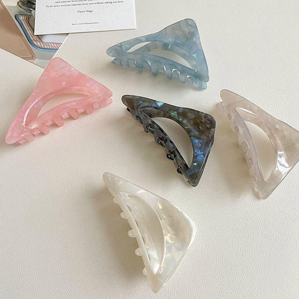 AUGUSTINA Hair Clip, Acetic Acid Hair Claw, Jepit Rambut Bentuk Geometri Asetat Segitiga Manis Untuk Gaya Korea