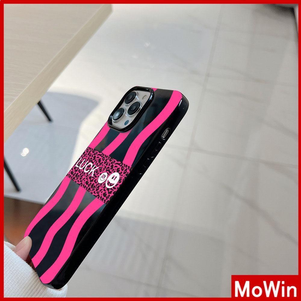 Case iPhone 14 Pro max iPhone Case Hitam Glossy TPU Soft Shell Tahan Guncangan Perlindungan Kamera Sederhana Garis Merah Muda Kompatibel dengan iPhone 13 Pro max 12 Pro Max 11 xr xs max 7Plus 8Plus