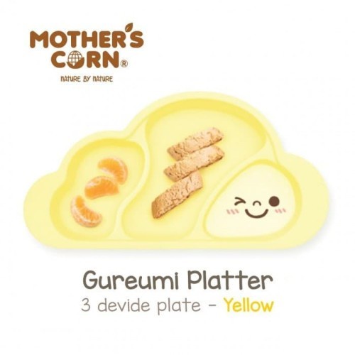 Mother's Corn Mothercorn Gureumi Suction Plate 3 Divided Plate Yellow