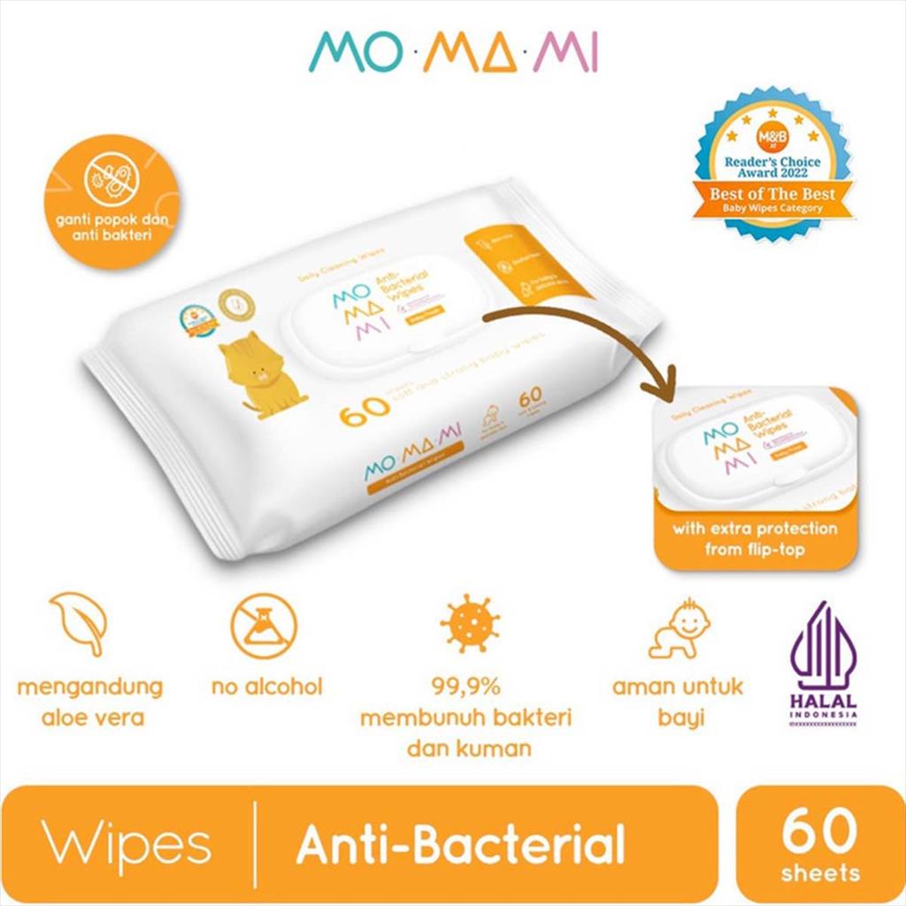 MoMaMi Anti bacterial Wipes  60s Tisue Basah Bayi 136324