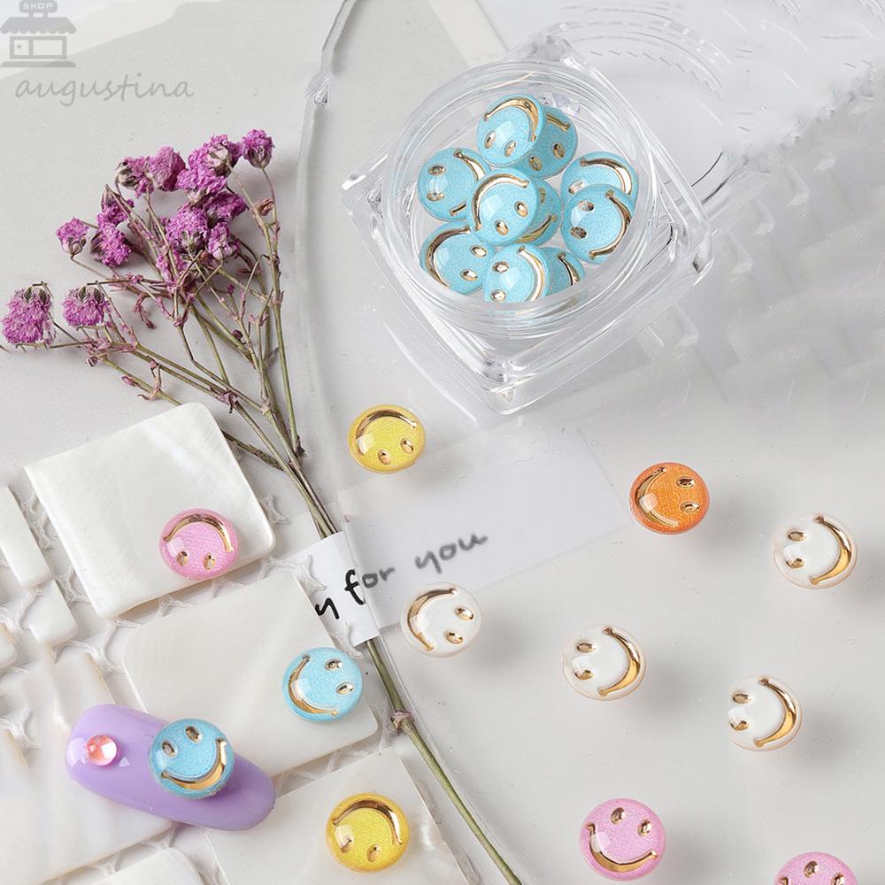 AUGUSTINA Augustina Smiley Face Perhiasan Kuku Musim Semi AndSummer Kartun Lucu DIY Desain Nail Art