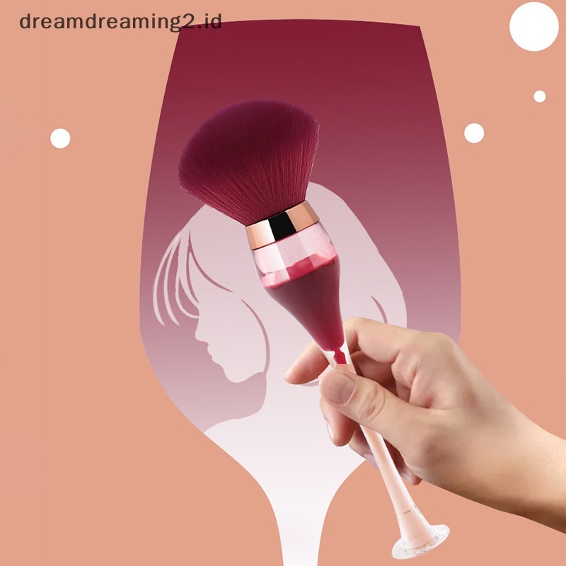 (drea) 1pc Sikat Bubuk Mineral Bentuk Gelas Anggur Makeup Brush Foundation Lembut Berbulu //