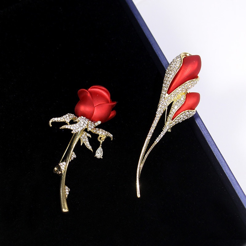 Beyen Fashion Berlian Imitasi Bunga Mawar Bros Untuk Wanita Elegan Tulip Buket Bunga Kerah Pin Pesta Pernikahan Lencana Perhiasan Dekorasi ID