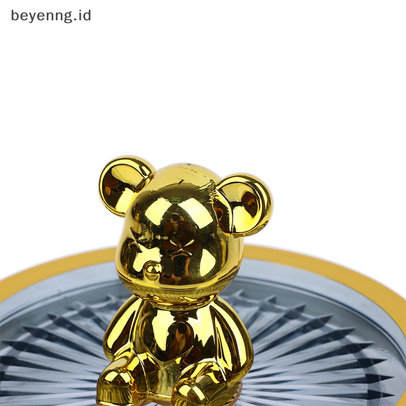 Beyen Cute Bear Clear Cotton Pad Dan Ear Bud Holder Toples Penyimpanan Kosmetik Akrilik ID