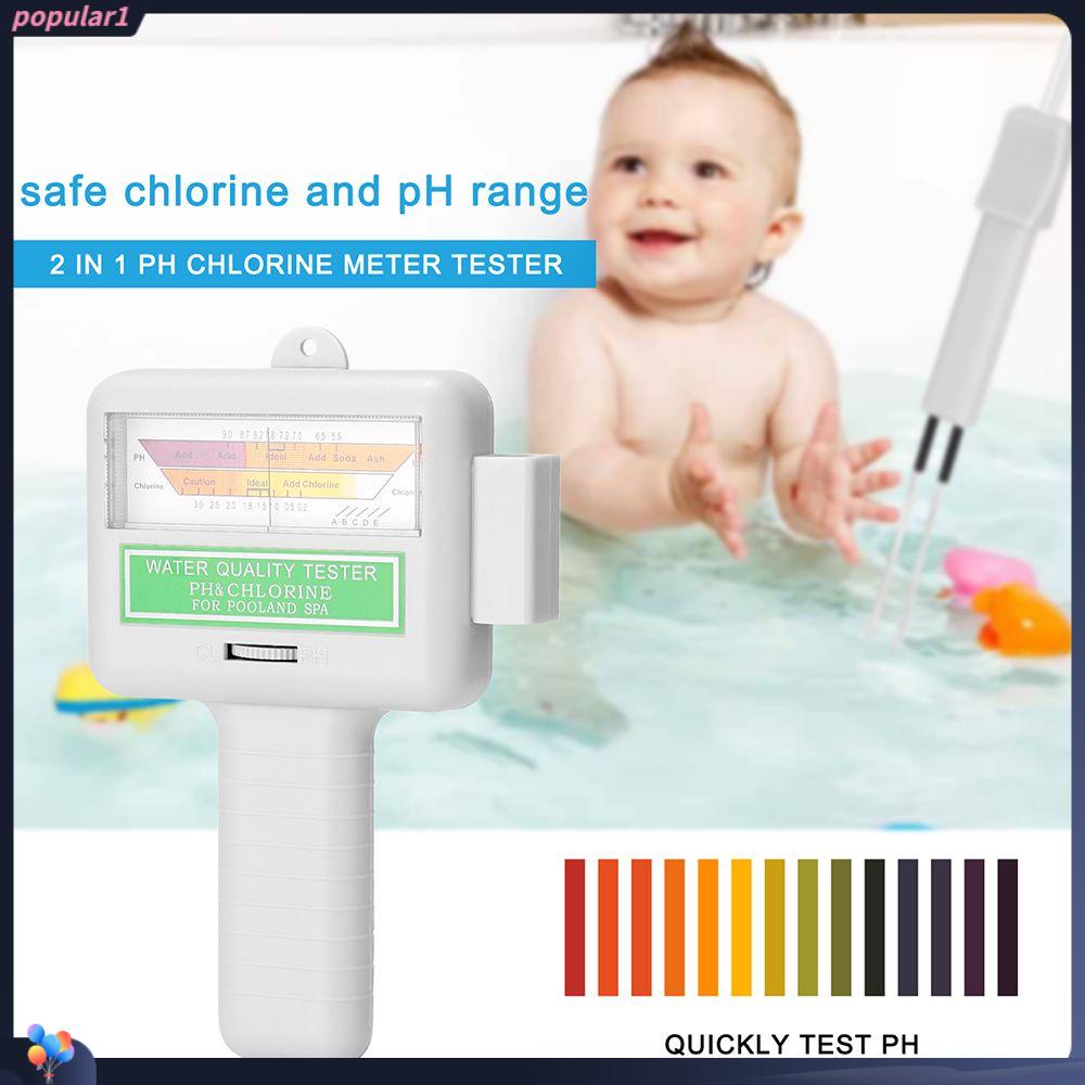 POPULAR Populer PH Chlorine Meter Tester Portable 2in1 Test Pen CL2 Ukur