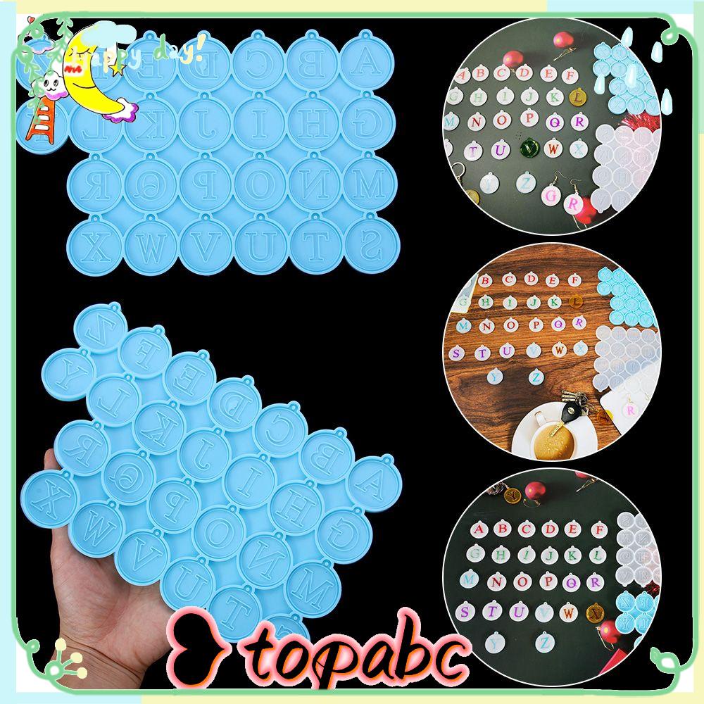 TOP Anting Resin Cetakan Resin Kerajinan Tangan UV Epoxy Alfabet Inggris Alat Membuat Perhiasan A-Z Resin Silicone Mold