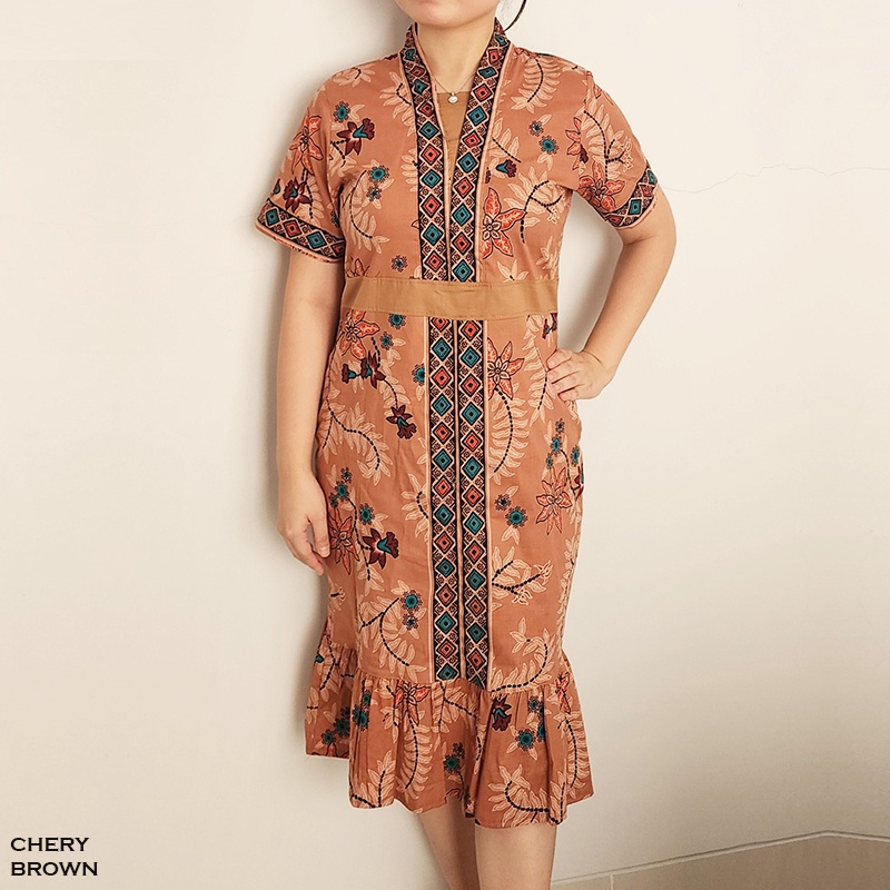 Evercloth Chery Dress Batik Modern Wanita Gaun Terusan Jumbo