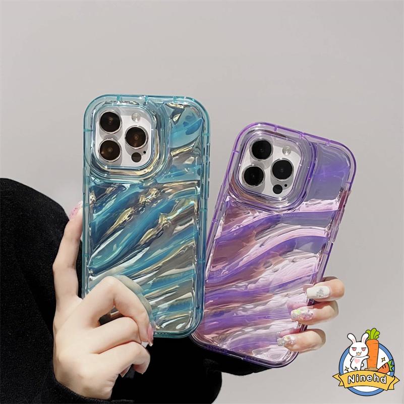 Casing iPhone Pleats Warna Permen Premium Simple Kompatibel Untuk Iphone14 13 12 11 Pro Max X Xr Xs Max 8 7 6 6s Plus SE 2020 Bening Tebal Lembut Tpu Shockproof Case Cover Pelindung