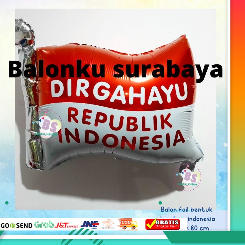 Balon foil bendera Agustusan / balon 17 agustus / balon dirgahayu / balon 17 agustusan bentuk bender