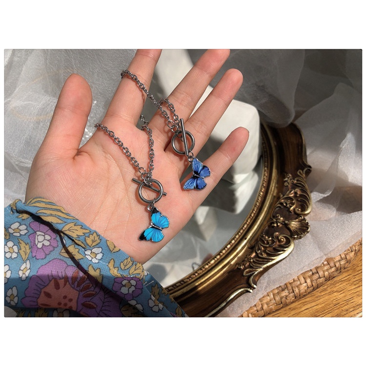 Desain Kecil Korea Biru Kupu-Kupu Datar Gesper Gelang ins Chaoxian Pasangan Pacar Gelang Gelang Gadis