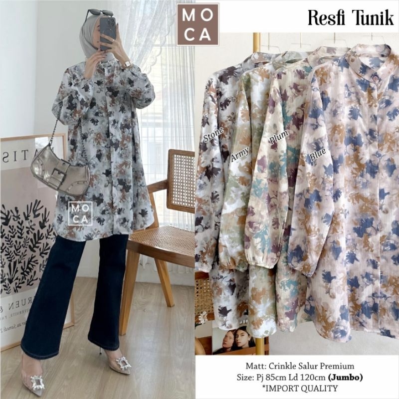 RESFI TUNIK Jumbo ORI MOCA | Ld120 Crinkle Salur Premium