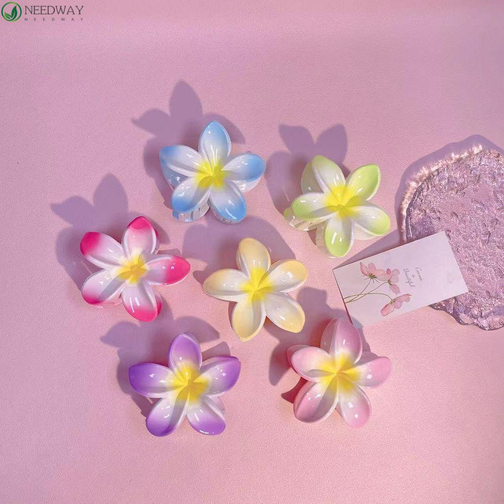 NEEDWAY Plumeria Hair Claw Sweet Retro Fashion Design Hiu Ambil Klip Temperamen Perempuan Bunga Rambut Cakar