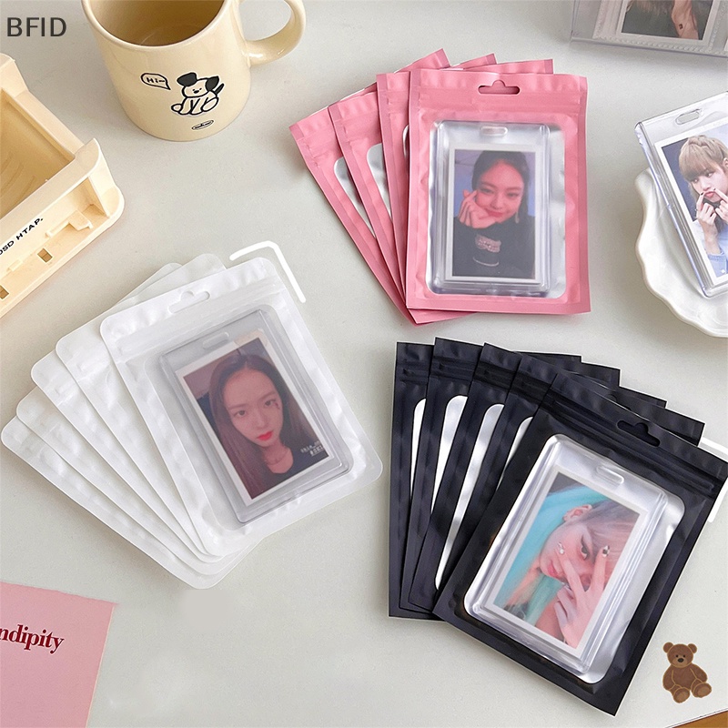 [BFID] 10pcs Card Photocard Storage Bag Warna Matte Transparan Ziplock Bag Gift Packaging Bag Stiker Kantong Kemasan Lengan Kartu [ID]