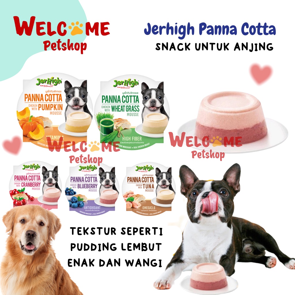 Jerhigh Panna Cotta Snack Anjing Mousse Cemilan Pudding Lembut Enak