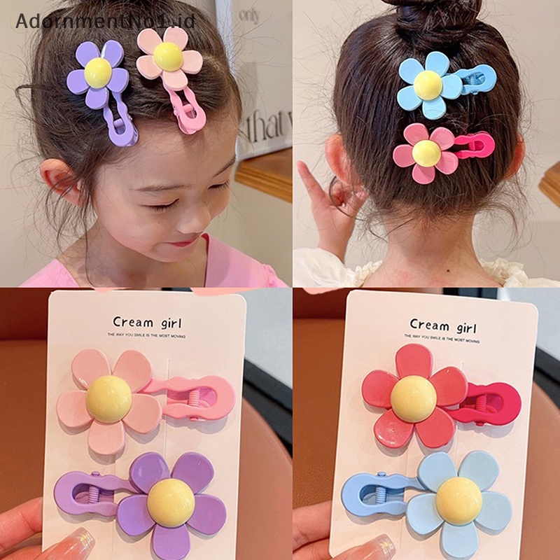 [AdornmentNo1] 2pcs lucu bunga rambut klip musim panas Fashion poni rusak jepit untuk anak perempuan ada jejak bulang permen warna aksesoris rambut