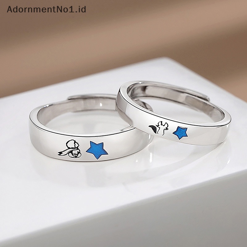 [AdornmentNo1] Romantis pangeran kecil rubah pasangan cincin lucu terbuka Adjustable pecinta cincin perhiasan hadiah hari valene