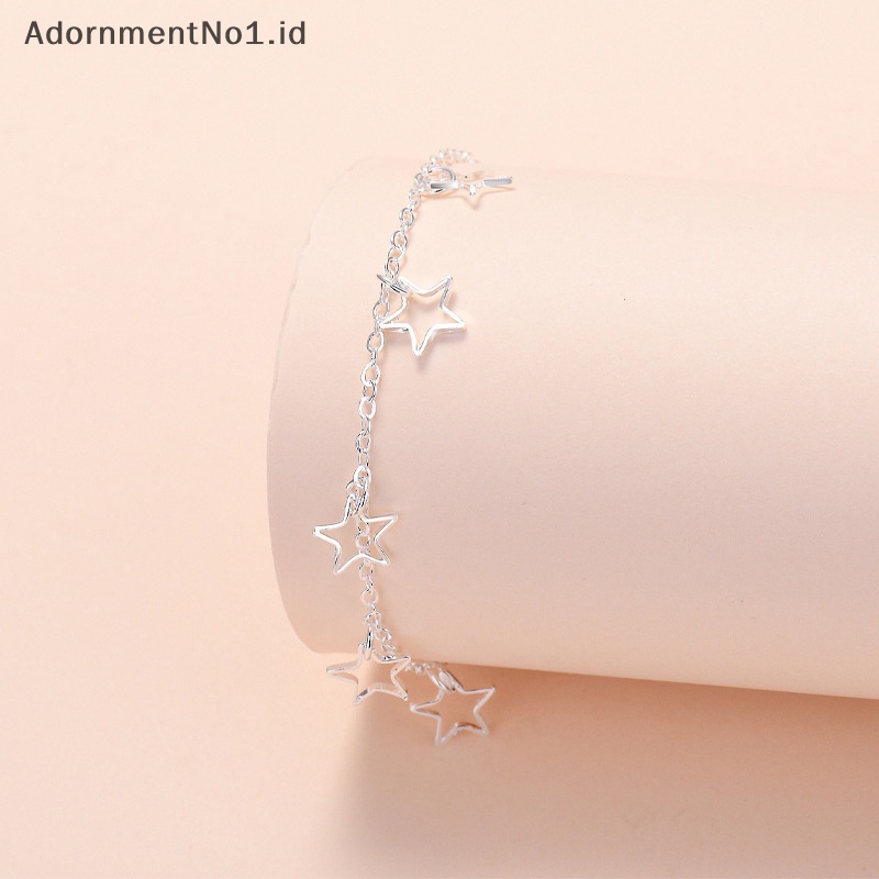 [AdornmentNo1] Gelang warna Silver untuk wanita Pentagram pesona rantai tangan Link Orignal Fashion Jewelry