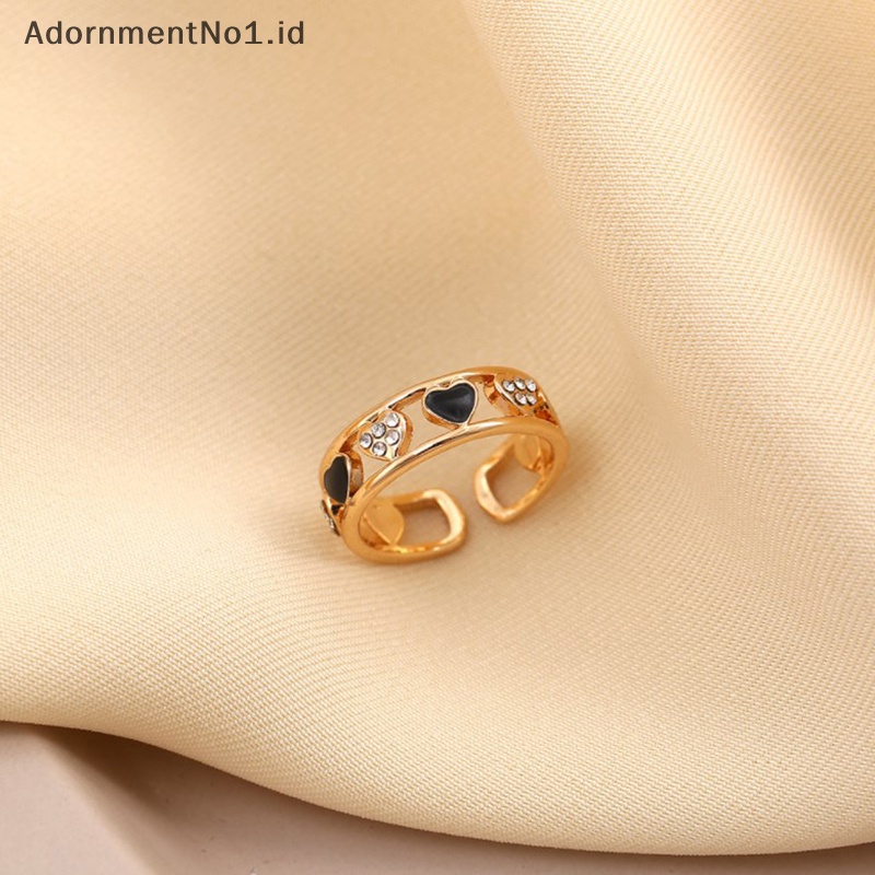 [AdornmentNo1] Fashion cinta hati cincin terbuka geometris cincin untuk wanita gadis melubangi jantung cincin pernikahan Band pesta elegan perhiasan hadiah 1 buah