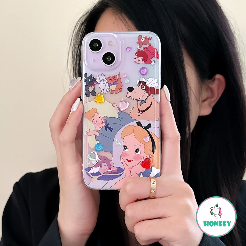 Luxury Cartoon Disney Alice Princess Alice In Wonderlands Phone Case for IPhone 11 13 14 12 Pro Max 14 Pro XR XS 7 8Plus Anti-drop Back Cover