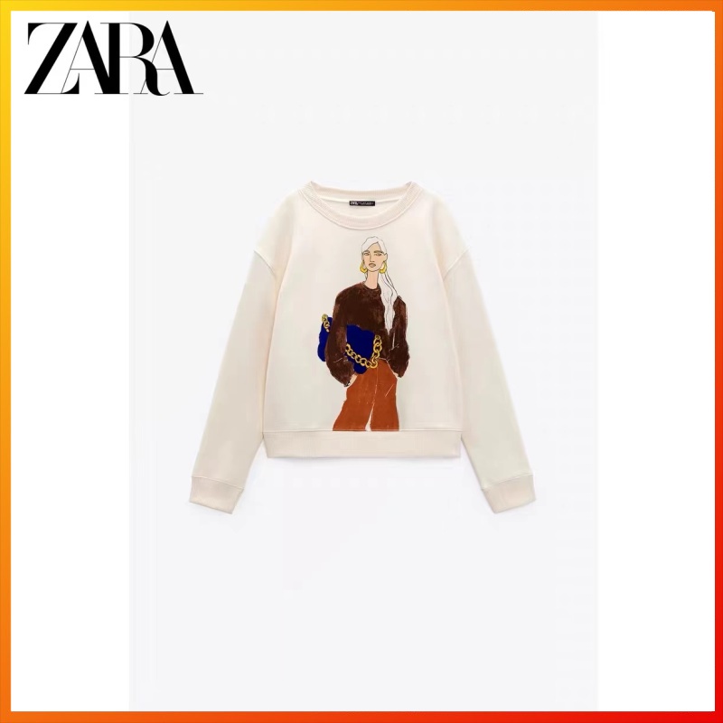 ZARA winter new girl print sweater