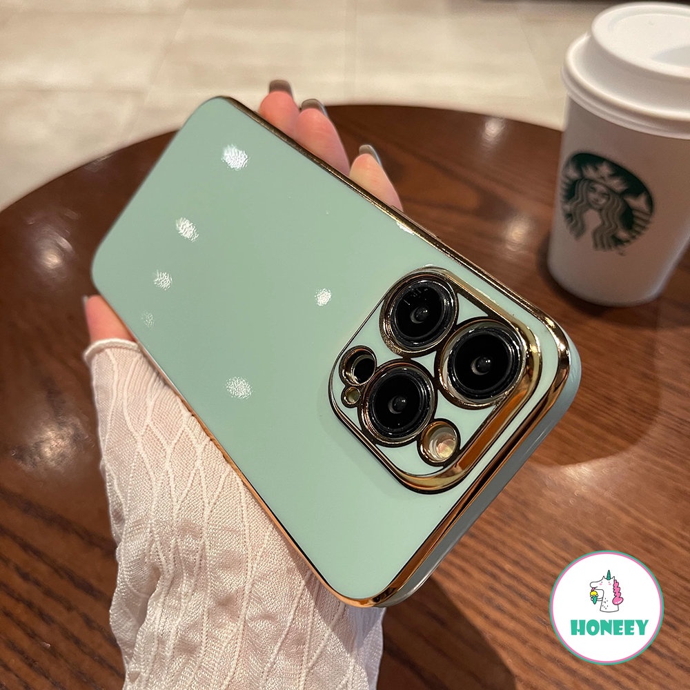 Stylish Gold Plated Border Protective Case Compatible for iPhone 14 Pro 13 12 Pro Max Casing iPhone 11 XR Full Wrap Anti-Drop Soft Cover