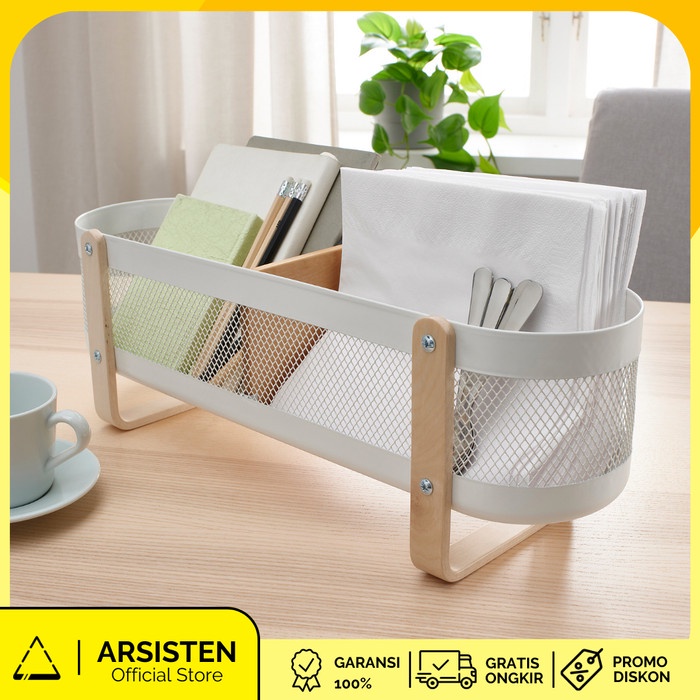 

Pengatur meja kerja desk organizer tempat alat tulis putih 50x16x17 cm