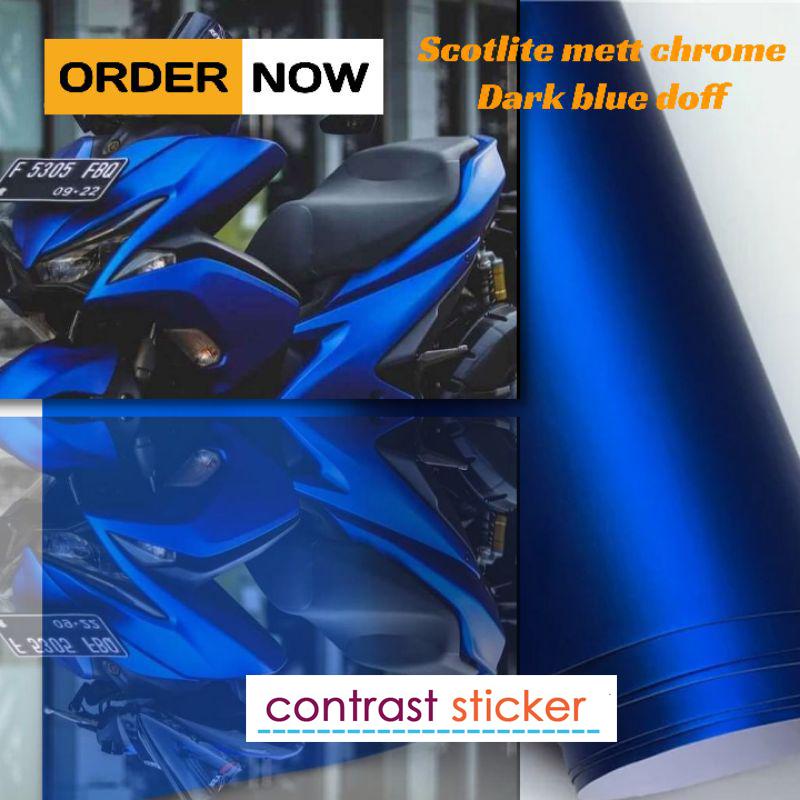 Stiker skotlet motor biru metalik krom doff Scotlite biru metalik krom doff Scotlite motor