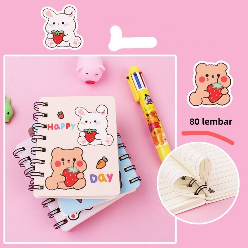 TGM - Buku catatan kartun A7 / NOTEBOOK RING MOTIF / BUKU CATATAN RING（1 buku isi 80 lembar）