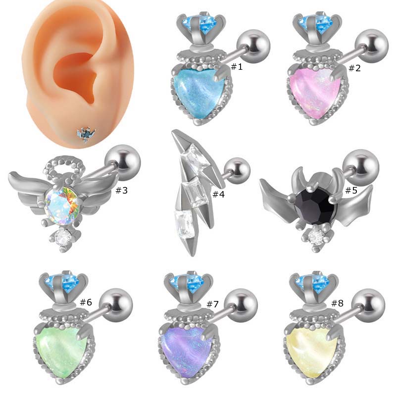 1biji Jantung Bentuk Lobak Stainless Steel Tulang Rawan Helix Tragus Helix Lobe Piercing 20Gauge Earring Stud