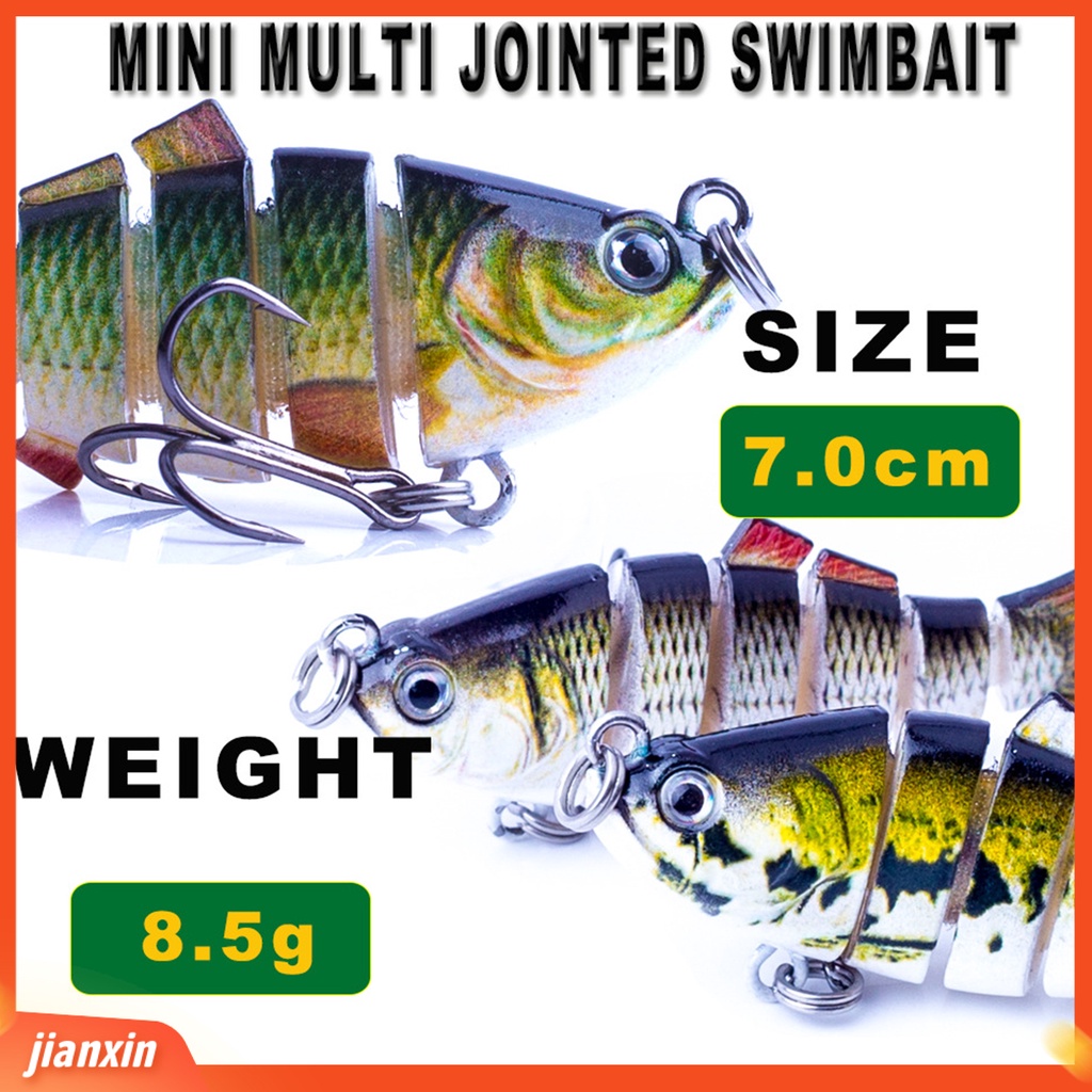 (In Stock) 7cm 8.5g Reusable Artificial Bait 6bagian Postur Renang Hidup Lima Spesifikasi Palsu Memancing Umpan Untuk Memancing Penggemar