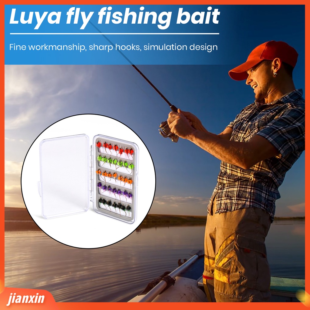 (In Stock) 35Pcs Umpan Pancing Desain Simulasi Warna Terang Ukuran Mini Realistis Dengan Kait Tajam Compact Bulu Serangga Lalat Buatan Memancing Umpan Perlengkapan Memancing