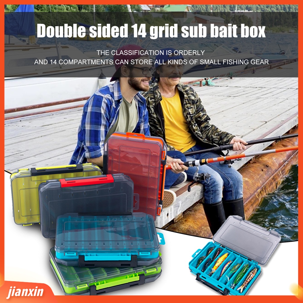 (In Stock) ABS Lure Box Multifungsi Portabel Dua Sisi 14kisi Kotak Umpan Untuk Angling