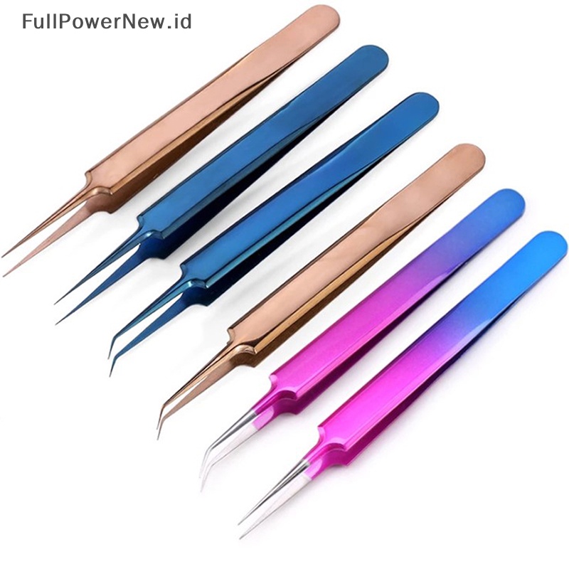 Power Pinset Stainless Steel Gold Blue Untuk eyelash extension high-precision eyelash ID