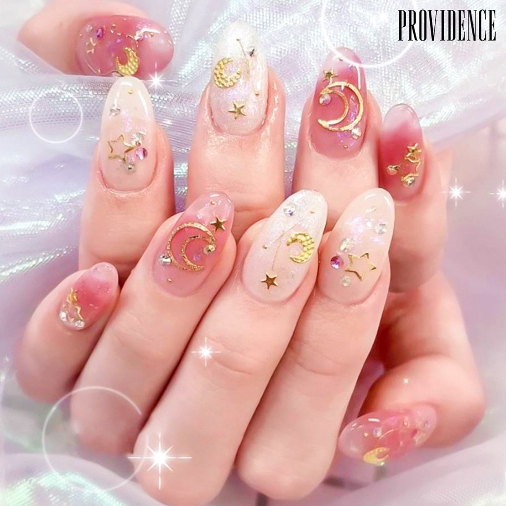 Providence 1kotak DIY Nail Art Dekorasi Hollow-out Alloy Bintang Bulan Segitiga Serpihan 3D Glitter Berlian Imitasi Charms Nail Art Perhiasan Campuran Aksesoris