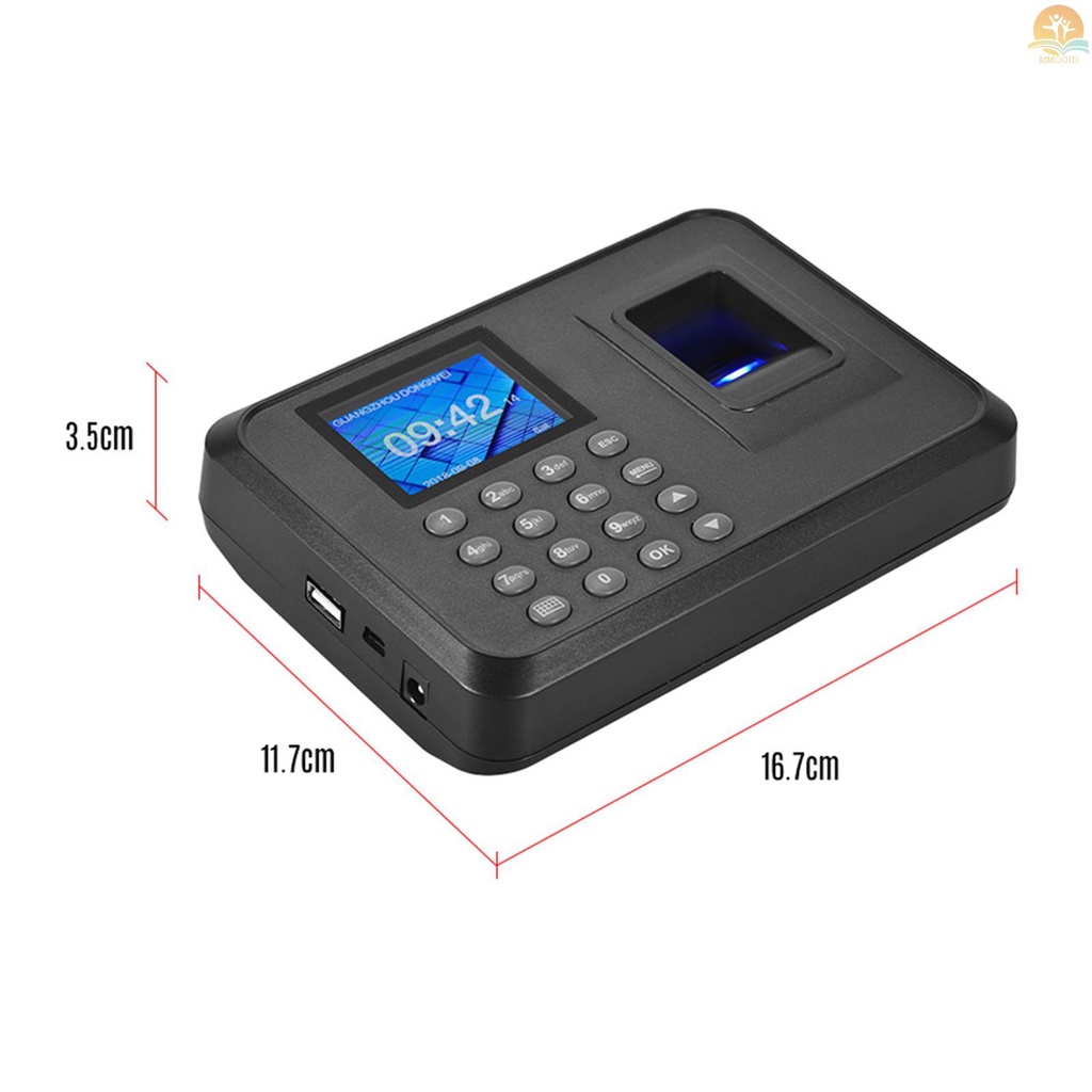 In Stock Mesin Absensi Password Sidik Jari Biometrik Multi Bahasa Dengan Layar LCD 2.4 Inci Waktu Manajemen Karyawan Jam Cek-in Recorder Support U Disk Untuk Mengunduh Da