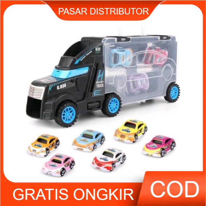 Mainan Mobil SLIDE STORAGE CAR Truk Besar Sliding &amp; Pull Back Car New Car Slide Storage Mobil Perosotan