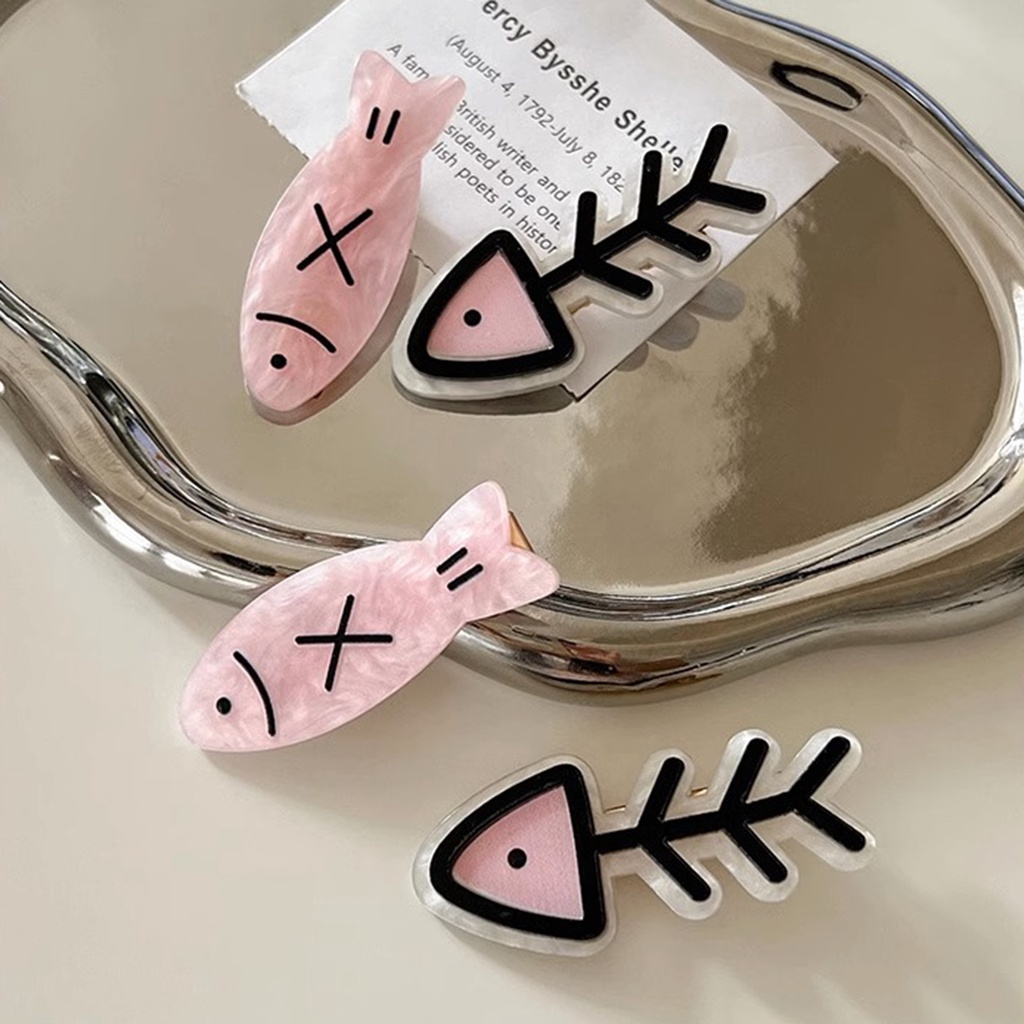 1pc/3pcs/5pcs Jepit Rambut Ikan Kartun Korea Akrilik Anak Lucu Fishbone Aksesoris Rambut