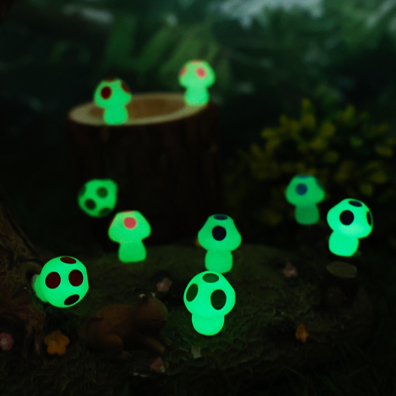 [Fitur] Mini Luminous Mushroom Decor/Aksesoris Rumah Boneka Taman DIY/Dekorasi Rumah Dasbor Mobil/Patung Lanskap Mikro/Ornamen Peri Jamur Bersinar Lucu